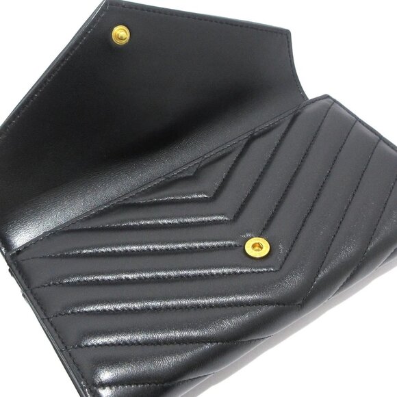 SAINT LAURENT PARIS Cassandra Matelasse Large Flap Wallet Black 751-050325 - Picture 7 of 13